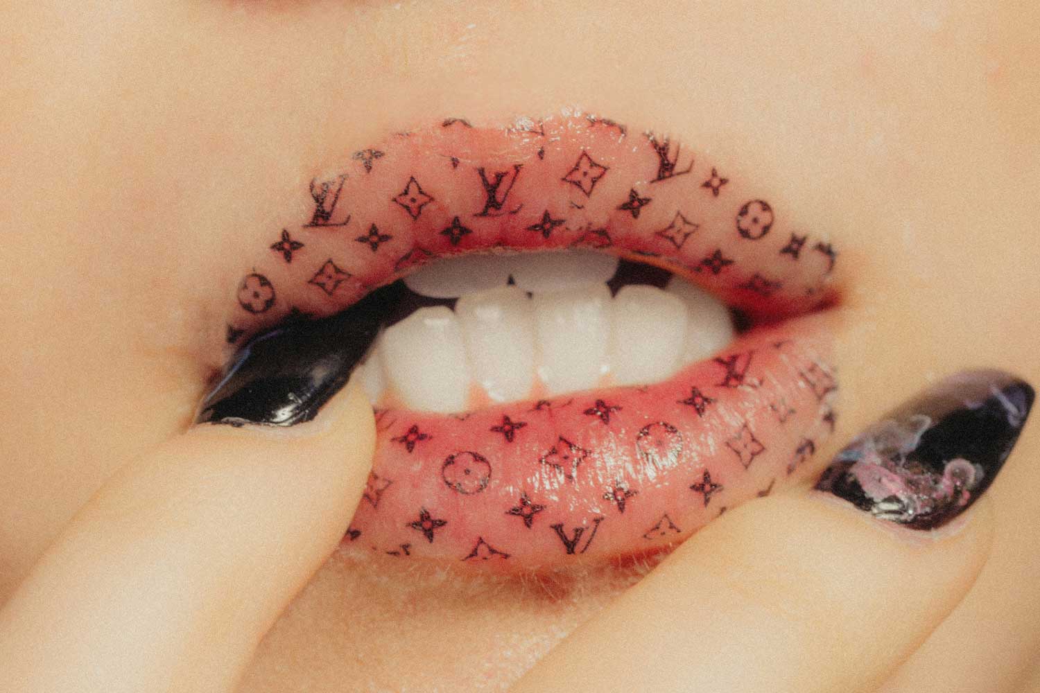 lips with transfer logos on them